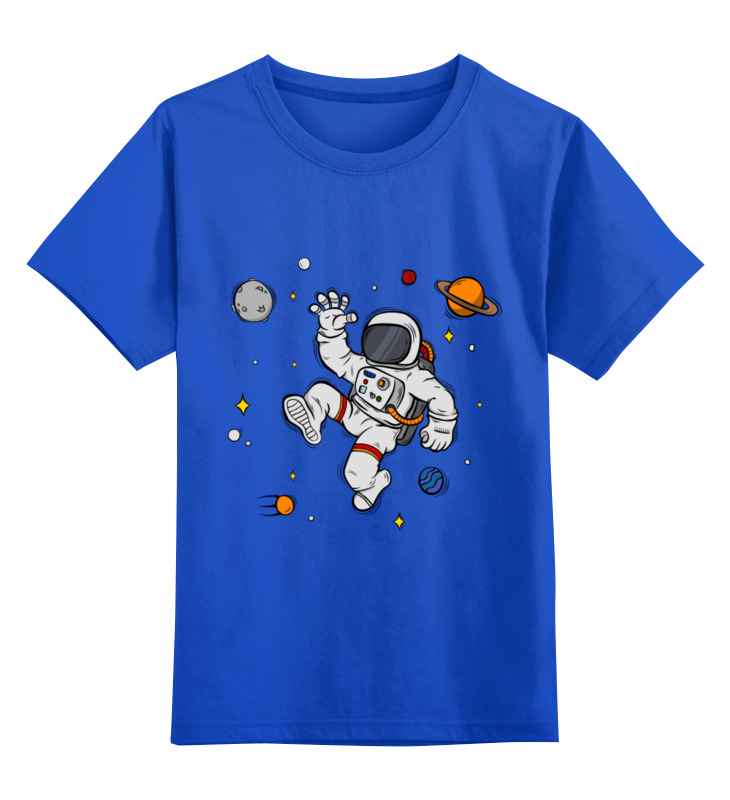 женская футболка космонавт в космосе ловит пиццу 2xl темно синий Printio Детская футболка классическая унисекс Космонавт