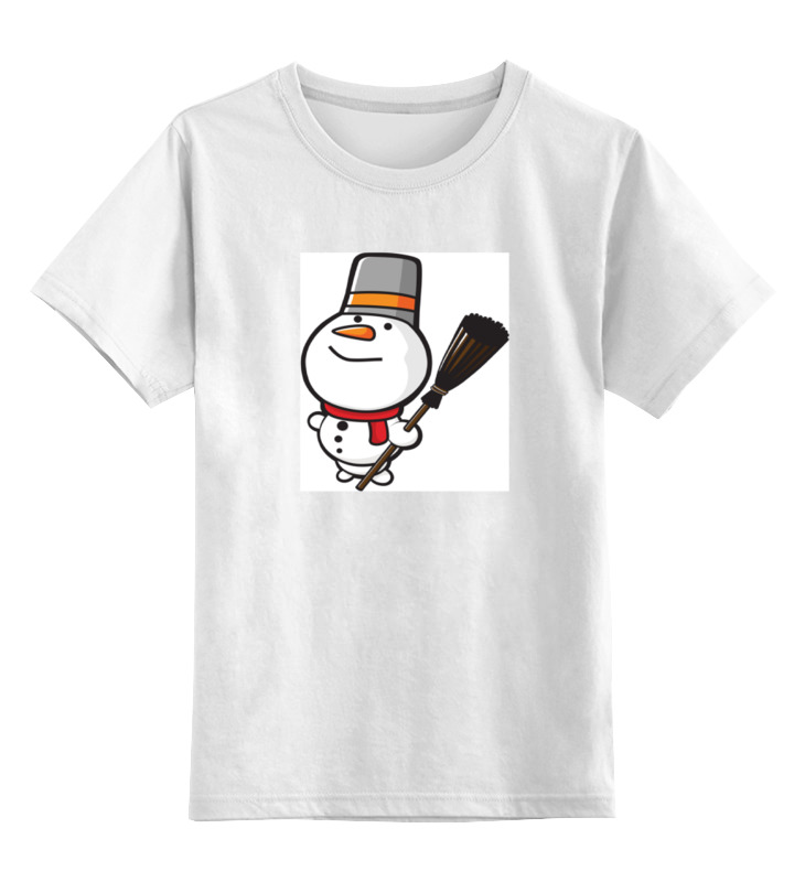 Printio Детская футболка классическая унисекс Снеговик с метлой цена и фото