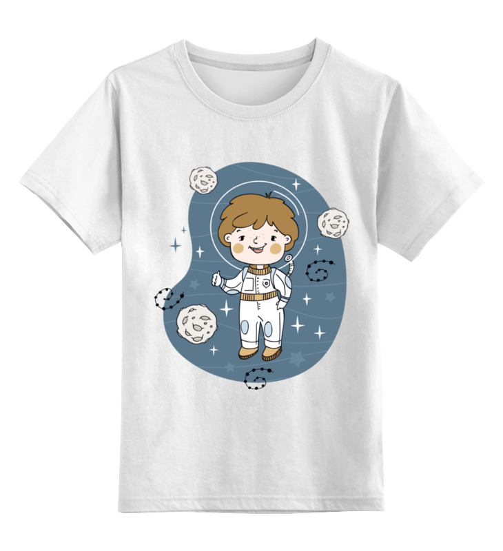 printio детская футболка классическая унисекс портрет космонавта Printio Детская футболка классическая унисекс Мальчик космонавт