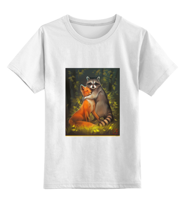 Printio Детская футболка классическая унисекс Енот и лис