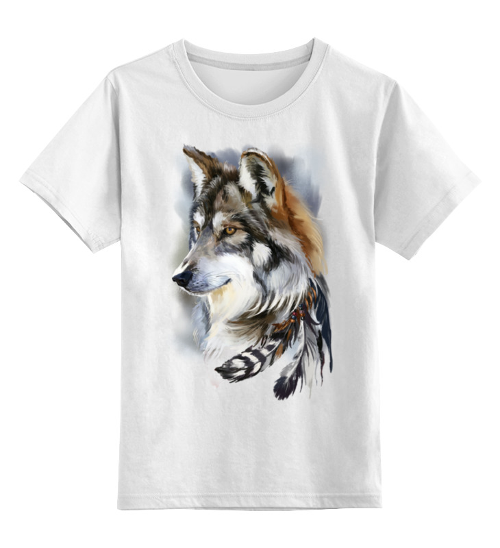 Printio Детская футболка классическая унисекс Волк-индеец мужская футболка женщина вождь индеец 2xl белый