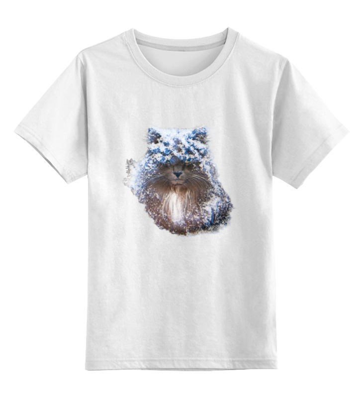 printio свитшот унисекс хлопковый снежный котик гато Printio Детская футболка классическая унисекс Снежный котик гато