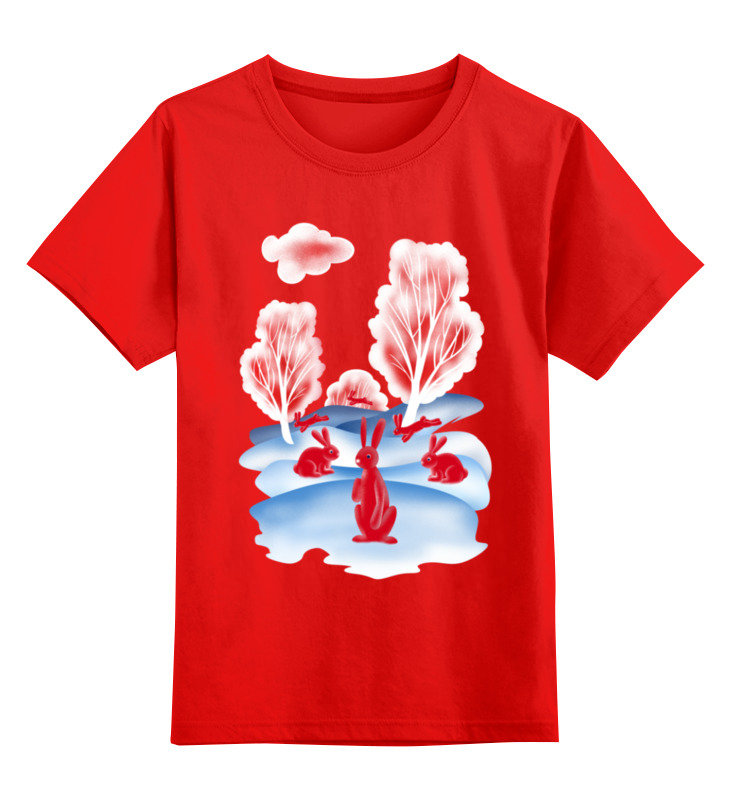 Printio Детская футболка классическая унисекс Красные зайцы
