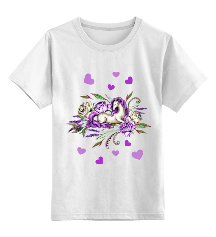 цена Printio Детская футболка классическая унисекс Единорог и сердечки