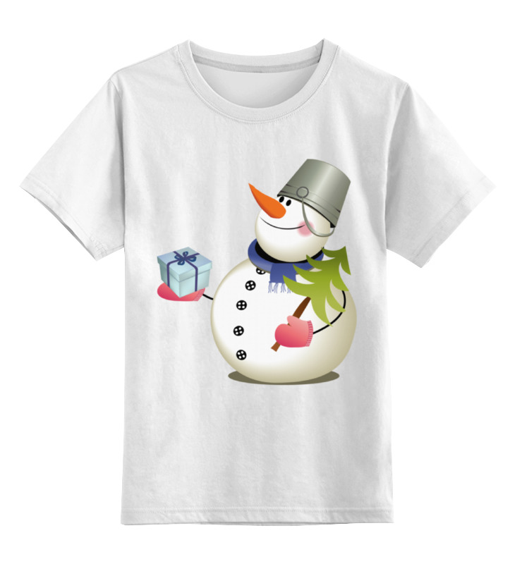 Printio Детская футболка классическая унисекс Снеговик с сувениром.с новым годом.