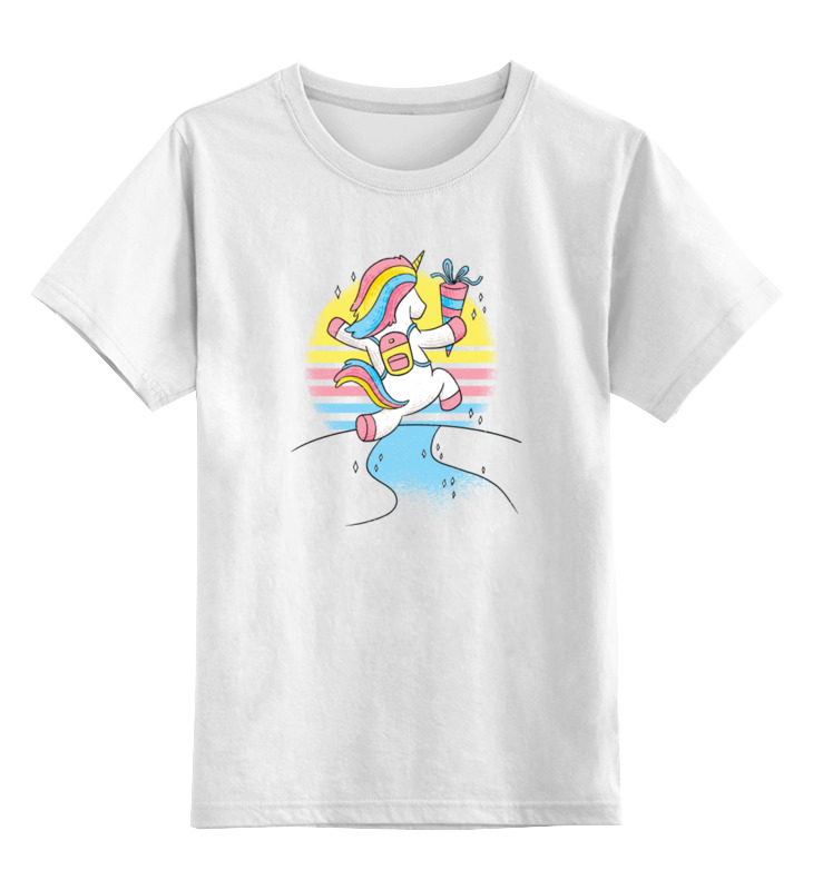 Printio Детская футболка классическая унисекс Happy unicorn детская футболка 3d неоновые горы на закате 116 белый