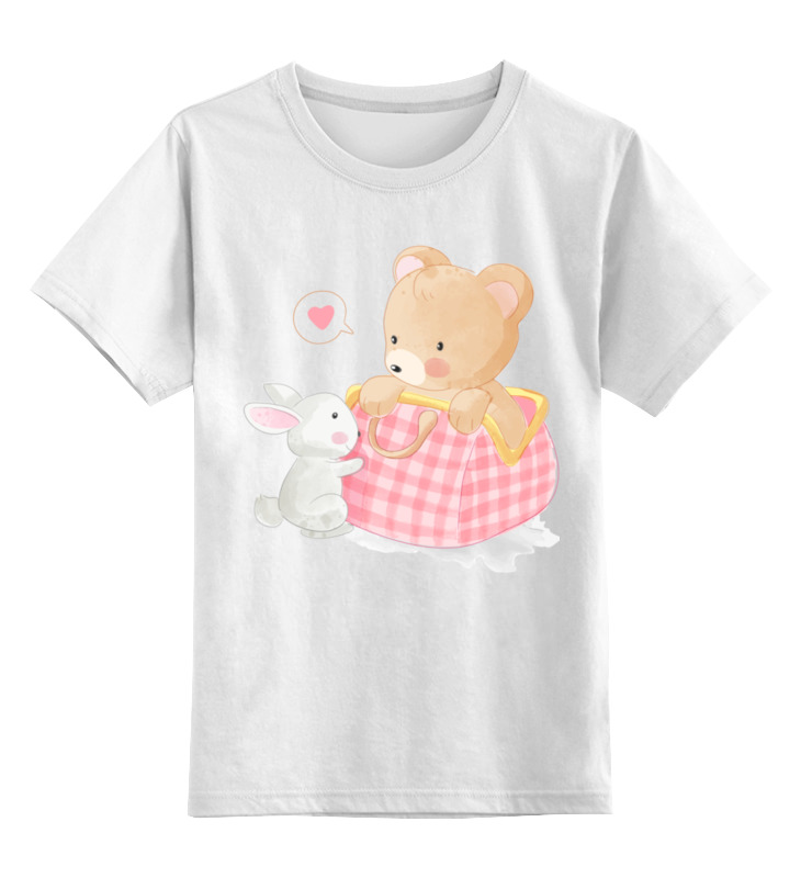 Printio Детская футболка классическая унисекс Медведь в сумке и зайчик