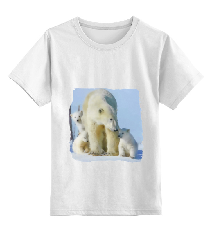 Printio Детская футболка классическая унисекс Белая медведица с медвежатами printio свитшот унисекс хлопковый белая медведица с медвежатами