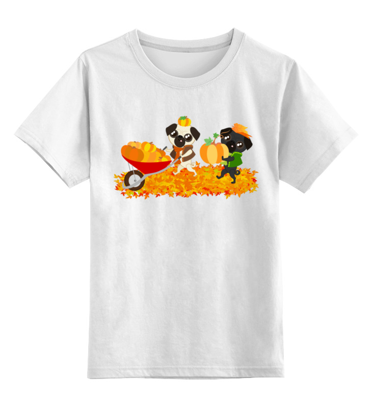 Printio Детская футболка классическая унисекс Мопсы и тыквы
