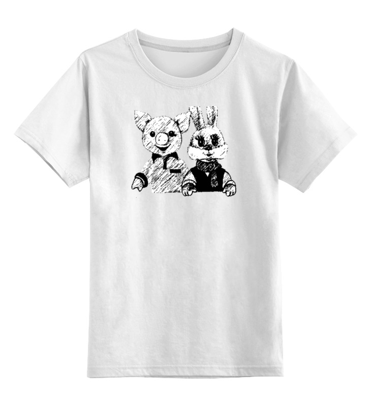 Printio Детская футболка классическая унисекс Хрюша и степашка спокойной ночи малыши мягкая озвученная игрушка мишутка 33 см