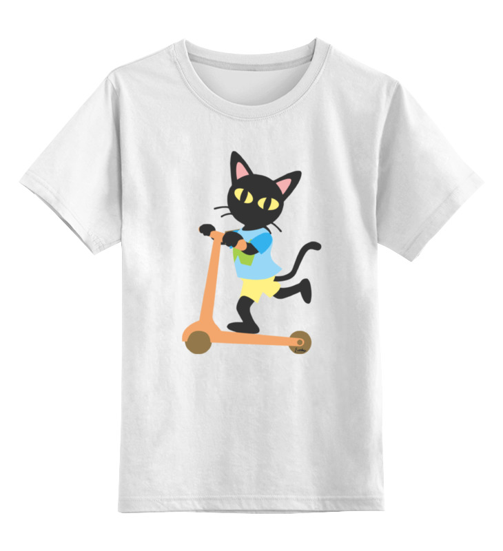 Printio Детская футболка классическая унисекс Кот на самокате