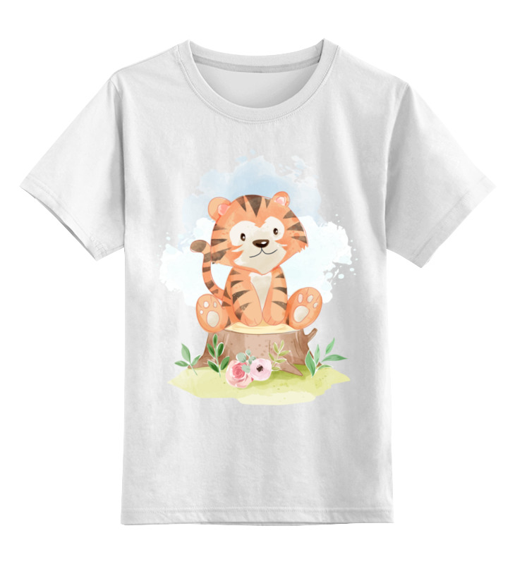 Printio Детская футболка классическая унисекс Тигренок на пеньке раскрась водой маленький тигренок
