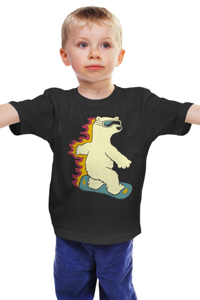 Заказать детскую футболку в Москве. Детская футболка классическая унисекс Медведь на сноуборде от printik - готовые дизайны и нанесение принтов.