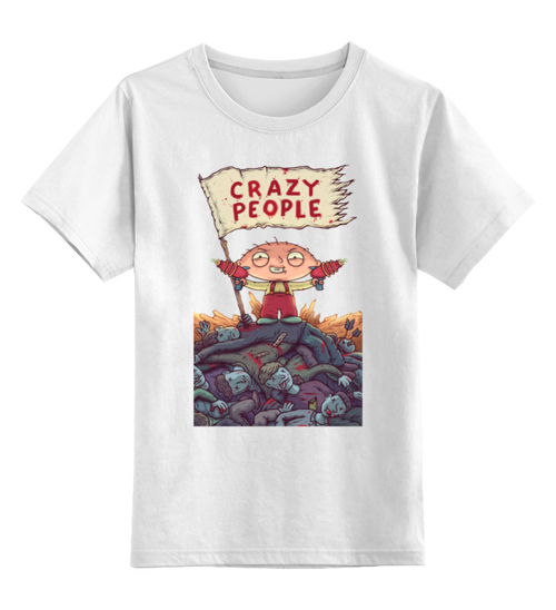 Заказать детскую футболку в Москве. Детская футболка классическая унисекс Crazy People от Crazy People - готовые дизайны и нанесение принтов.