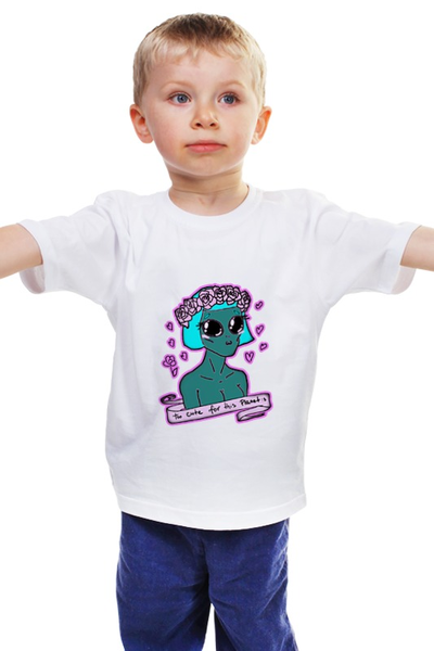Заказать детскую футболку в Москве. Детская футболка классическая унисекс Cute alien от Kelli Relli - готовые дизайны и нанесение принтов.