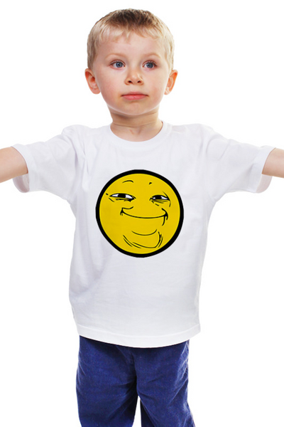 Заказать детскую футболку в Москве. Детская футболка классическая унисекс Смайлик Йоба от Memepedia - готовые дизайны и нанесение принтов.