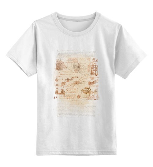 Заказать детскую футболку в Москве. Детская футболка классическая унисекс Леонардо да Винчи от science - готовые дизайны и нанесение принтов.