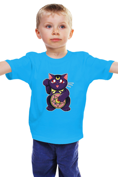Заказать детскую футболку в Москве. Детская футболка классическая унисекс Манэки-Нэко (Кот Счастья) от trugift - готовые дизайны и нанесение принтов.