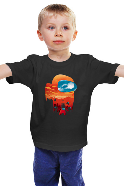 Заказать детскую футболку в Москве. Детская футболка классическая унисекс Among Us Sunset от El Fox - готовые дизайны и нанесение принтов.