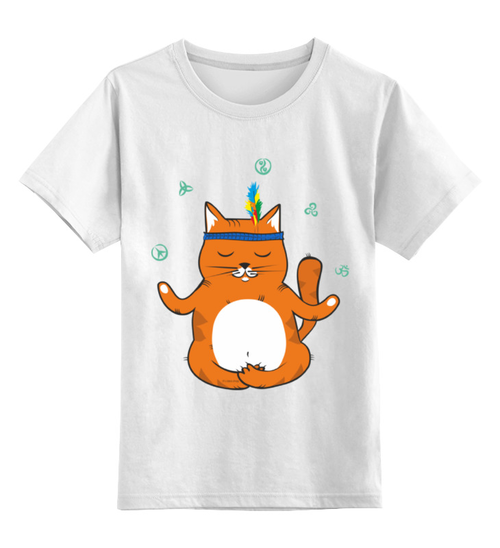 Заказать детскую футболку в Москве. Детская футболка классическая унисекс Рыжий котик Don't panic be cool - it's idea shop от volzara - готовые дизайны и нанесение принтов.