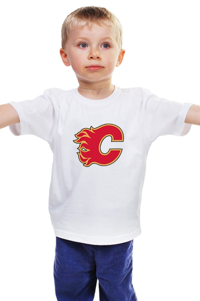 Заказать детскую футболку в Москве. Детская футболка классическая унисекс Calgary Flames / NHL Canada от KinoArt - готовые дизайны и нанесение принтов.