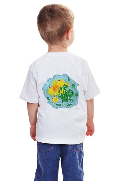 Заказать детскую футболку в Москве. Детская футболка классическая унисекс Желтые цветы. Детский рисунок. от PolinaPo - готовые дизайны и нанесение принтов.