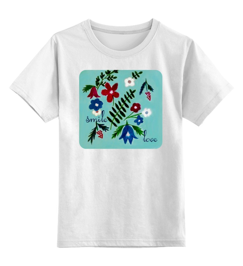 Заказать детскую футболку в Москве. Детская футболка классическая унисекс Цветы на голубом от mrs-snit@yandex.ru - готовые дизайны и нанесение принтов.