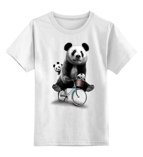 Заказать детскую футболку в Москве. Детская футболка классическая унисекс Панда на велосипеде от Xieros - готовые дизайны и нанесение принтов.