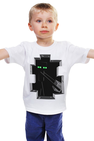 Заказать детскую футболку в Москве. Детская футболка классическая унисекс Эндермен. Майнкрафт от geekbox - готовые дизайны и нанесение принтов.