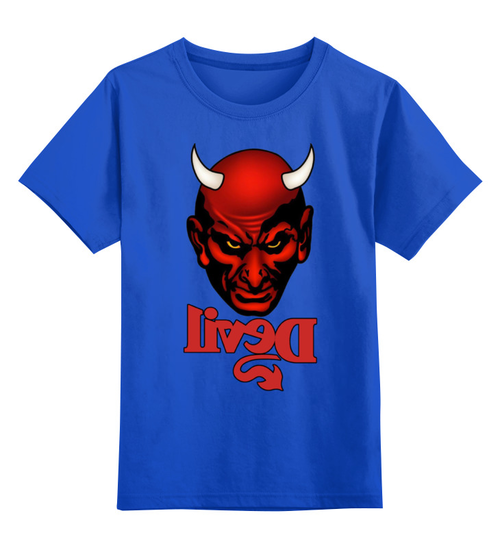 Заказать детскую футболку в Москве. Детская футболка классическая унисекс Devil от ПРИНТЫ ПЕЧАТЬ  - готовые дизайны и нанесение принтов.