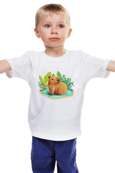 Заказать детскую футболку в Москве. Детская футболка классическая унисекс Капибара от tigerda  - готовые дизайны и нанесение принтов.