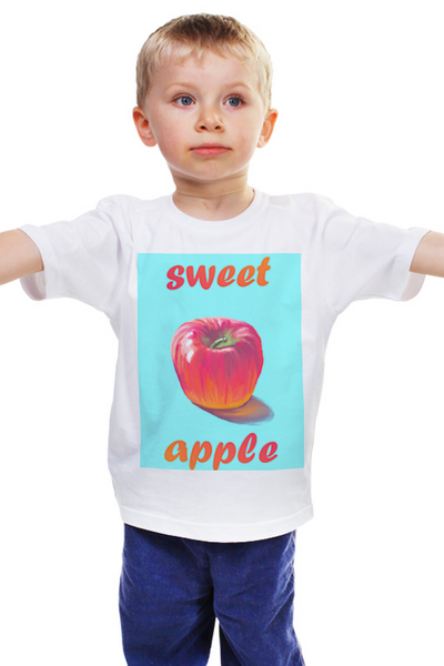 Заказать детскую футболку в Москве. Детская футболка классическая унисекс Сладкое яблоко от Анастасия Лаш - готовые дизайны и нанесение принтов.