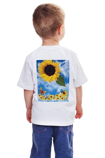 Заказать детскую футболку в Москве. Детская футболка классическая унисекс Подсолнух (1) от Илья - готовые дизайны и нанесение принтов.