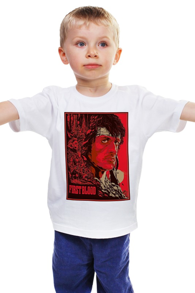 Заказать детскую футболку в Москве. Детская футболка классическая унисекс Sylvester Stallone / First Blood от Leichenwagen - готовые дизайны и нанесение принтов.