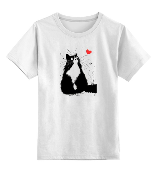 Заказать детскую футболку в Москве. Детская футболка классическая унисекс Кот, мечтающий о Любви от Виктор Гришин - готовые дизайны и нанесение принтов.