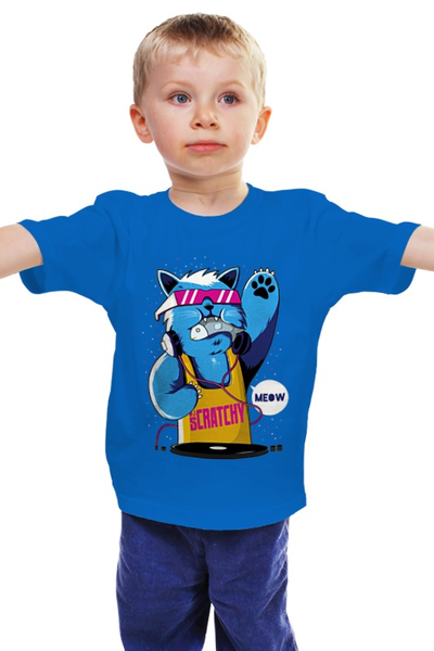 Заказать детскую футболку в Москве. Детская футболка классическая унисекс Кот Диджей от printik - готовые дизайны и нанесение принтов.