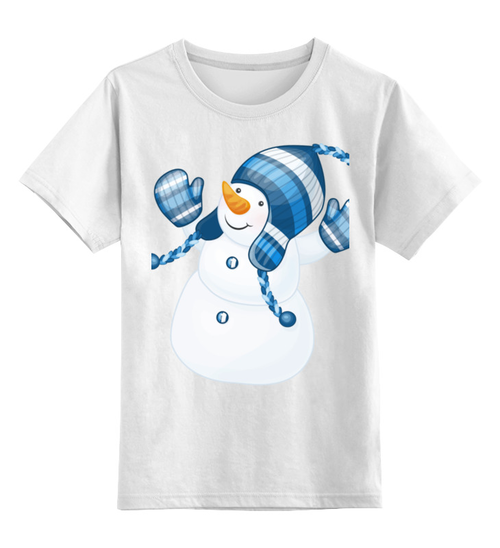 Заказать детскую футболку в Москве. Детская футболка классическая унисекс Снеговик в шапке от Елена  - готовые дизайны и нанесение принтов.