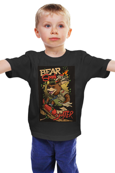 Заказать детскую футболку в Москве. Детская футболка классическая унисекс Bear skater от Никита Коледенков - готовые дизайны и нанесение принтов.