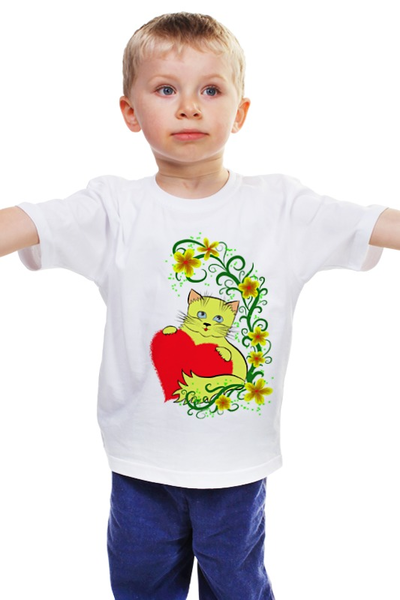 Заказать детскую футболку в Москве. Детская футболка классическая унисекс Котик от Natalika - готовые дизайны и нанесение принтов.