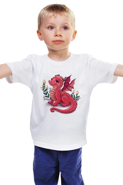 Заказать детскую футболку в Москве. Детская футболка классическая унисекс Красный дракон от tigerda  - готовые дизайны и нанесение принтов.
