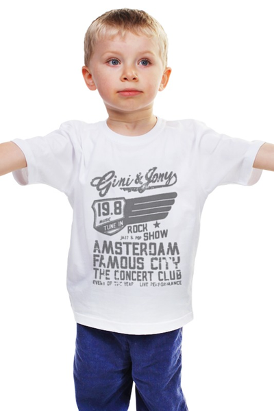 Заказать детскую футболку в Москве. Детская футболка классическая унисекс Gini & Jony Boy Amsterdam Rock Show от Vinli.shop  - готовые дизайны и нанесение принтов.