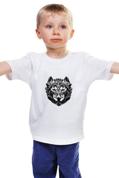Заказать детскую футболку в Москве. Детская футболка классическая унисекс Волк Стилизация от Виктор Гришин - готовые дизайны и нанесение принтов.