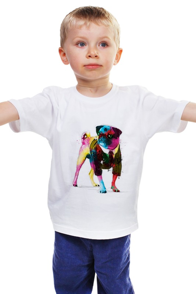 Заказать детскую футболку в Москве. Детская футболка классическая унисекс Мопс-космос от ivalena - готовые дизайны и нанесение принтов.