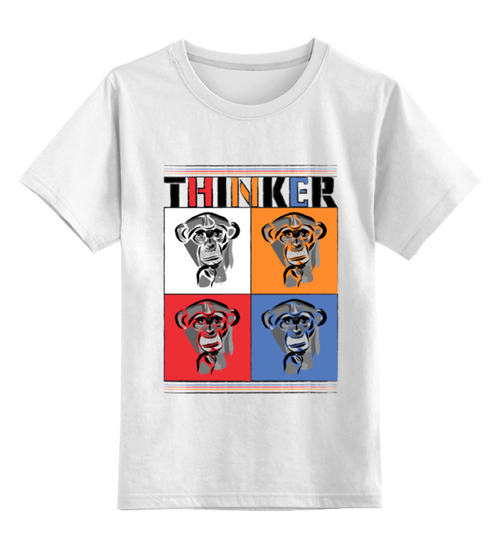 Заказать детскую футболку в Москве. Детская футболка классическая унисекс Мыслитель от PolinaPo - готовые дизайны и нанесение принтов.