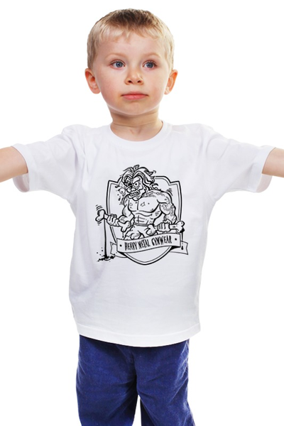 Заказать детскую футболку в Москве. Детская футболка классическая унисекс Heavy Metal Gymwear от Leichenwagen - готовые дизайны и нанесение принтов.