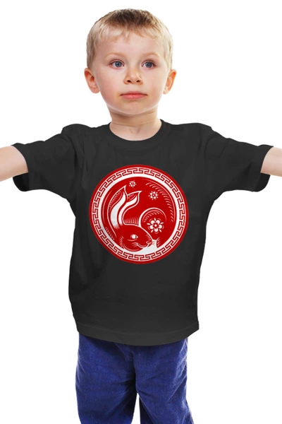 Заказать детскую футболку в Москве. Детская футболка классическая унисекс Китайский кролик от skynatural - готовые дизайны и нанесение принтов.