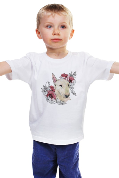 Заказать детскую футболку в Москве. Детская футболка классическая унисекс Бультерьер и маки от 4erta - готовые дизайны и нанесение принтов.