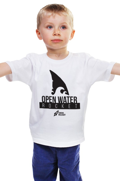Заказать детскую футболку в Москве. Детская футболка классическая унисекс Open Water Rocket от Swimrocket - школа плавания - готовые дизайны и нанесение принтов.
