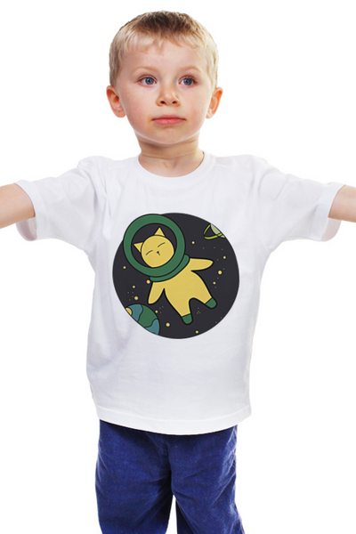 Заказать детскую футболку в Москве. Детская футболка классическая унисекс Кот в космосе от chistopopitersky - готовые дизайны и нанесение принтов.