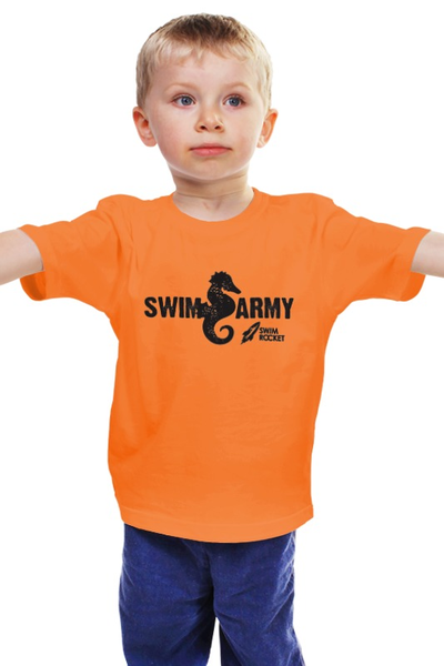 Заказать детскую футболку в Москве. Детская футболка классическая унисекс Swim Army от Swimrocket - школа плавания - готовые дизайны и нанесение принтов.